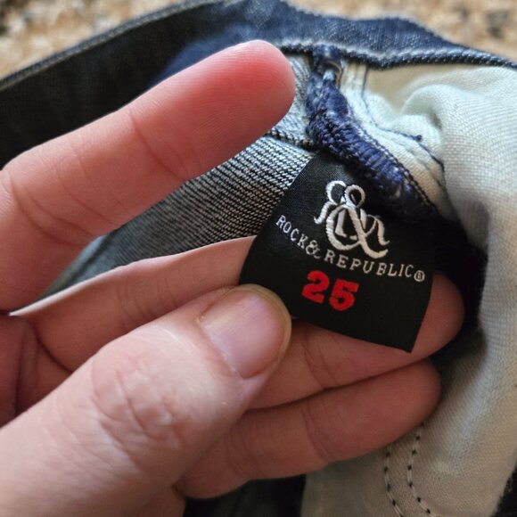 Rock & Republic STELLA Straight Leg Jeans Dark Wash Denim Stretch Size 25 EUC - Picture 5 of 5